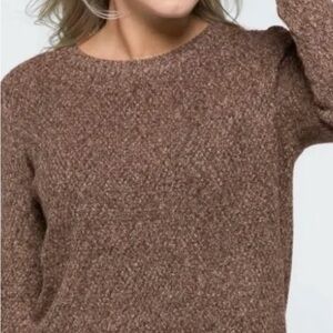 Pink Clover Heathered Brown Crew Neck Sweater